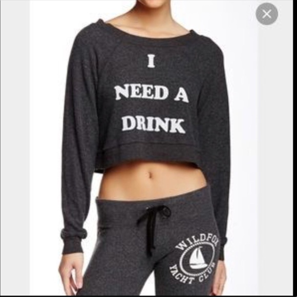 Wildfox Tops - 🍸Wildfox “I Need A Drink” Cropped Jumper